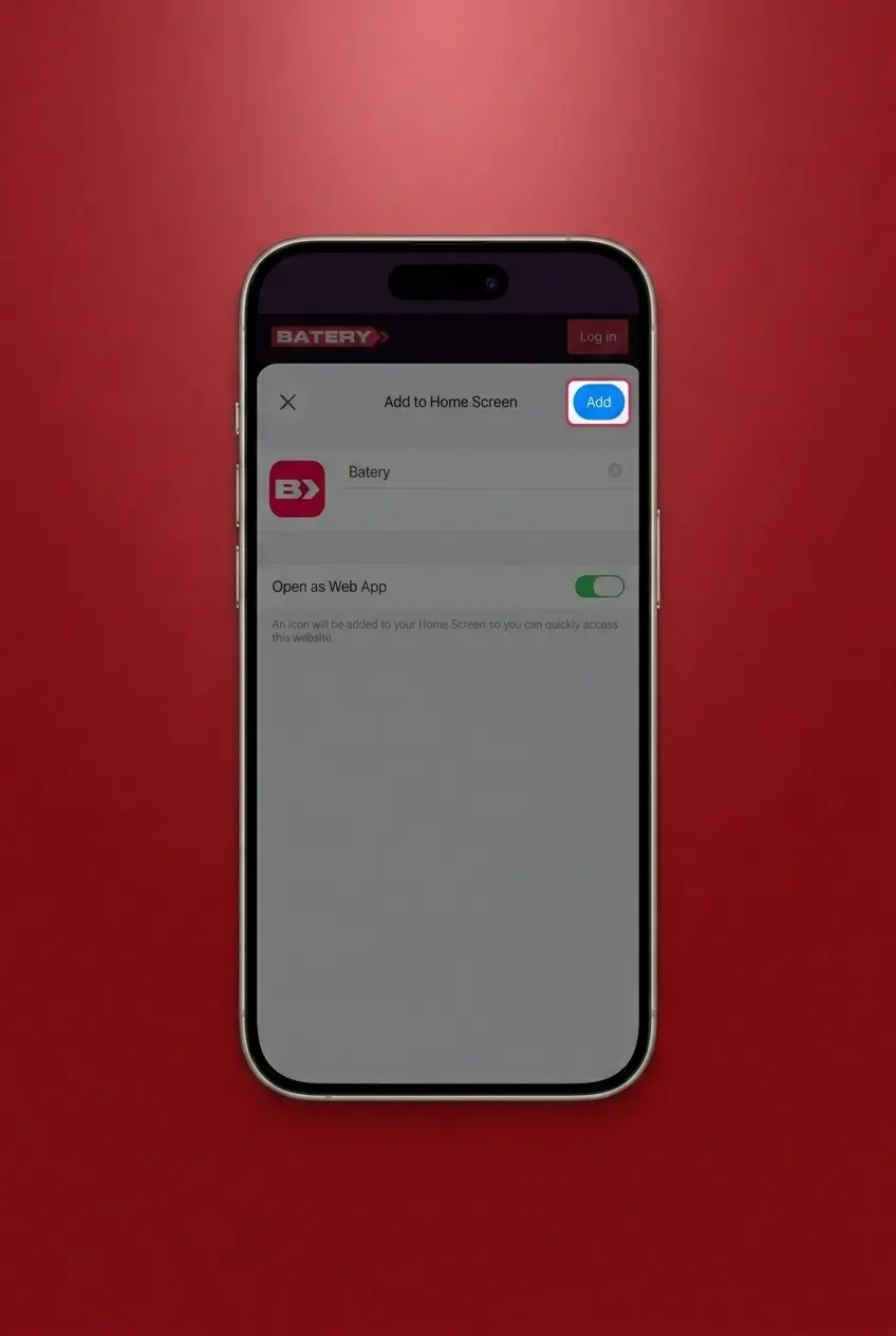 Crazy Time app download screen on iOS device showing Batery website interface for installation