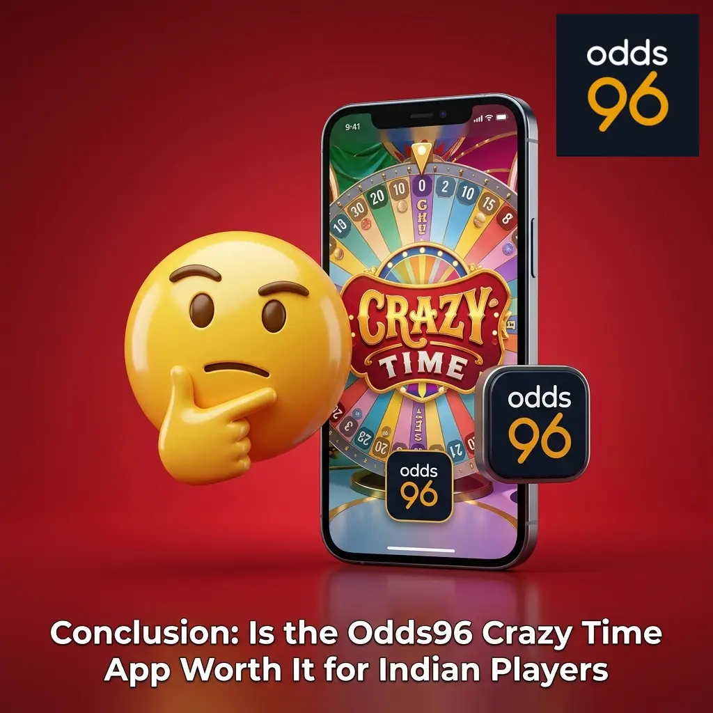 Odds96 Crazy Time mobile app for Indian players with UPI support, 500% welcome bonus, and 96% RTP live game