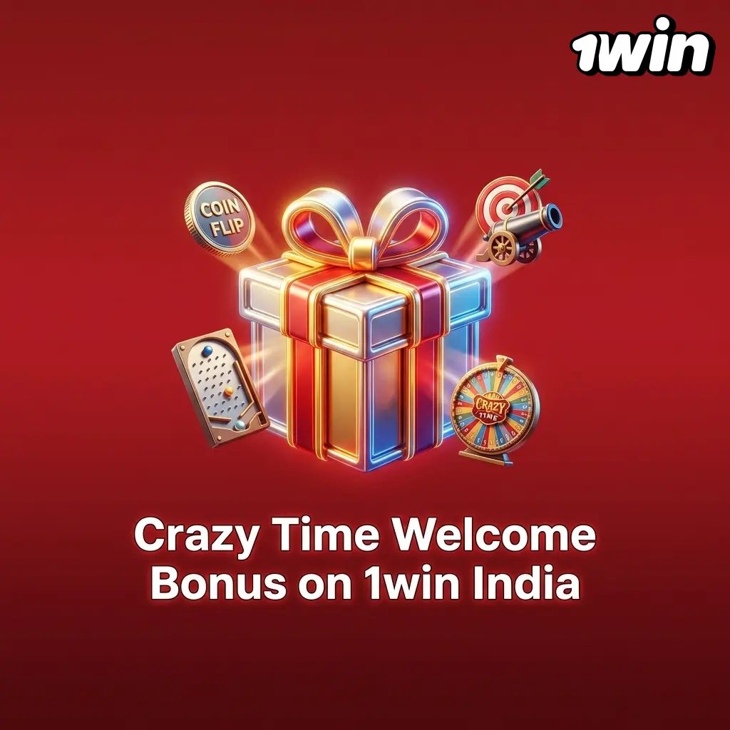 1win India welcome bonus offering 500% up to 75000 INR for Crazy Time live casino game on first deposit