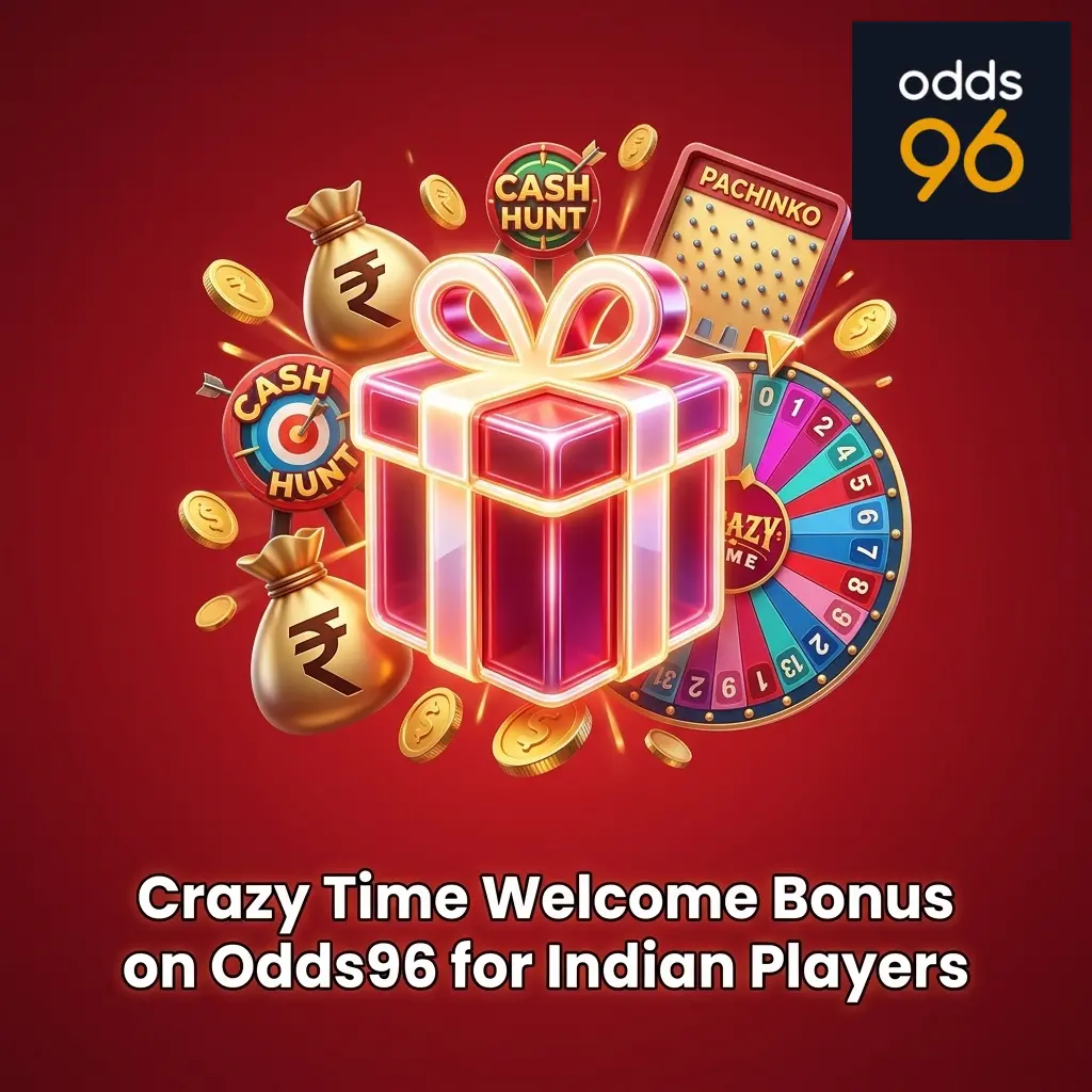 Odds96 500% welcome bonus up to 1,00,000 INR for Crazy Time live casino game for Indian players