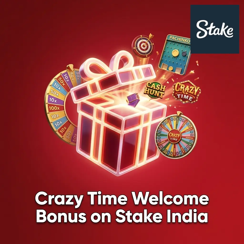 Stake India Crazy Time welcome bonus 200% deposit match up to 2000 USD for new casino players
