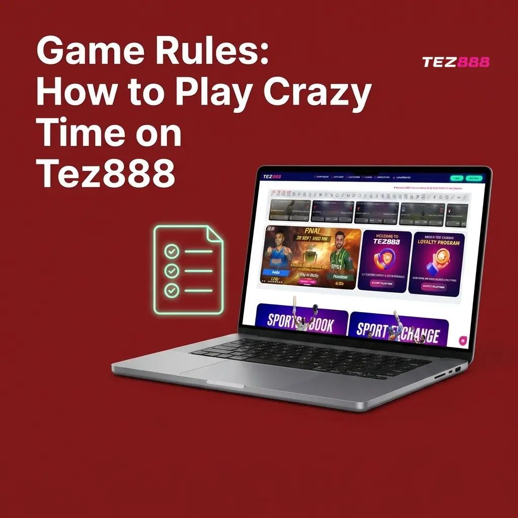 Crazy Time live game show vertical money wheel with 54 segments showing numbers and bonus rounds on Tez888