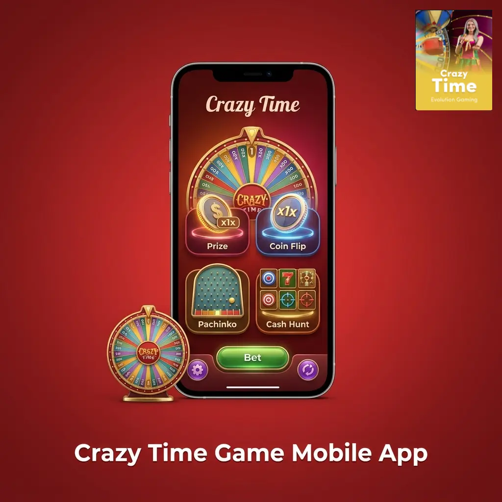 Crazy Time live casino mobile app interface on iOS and Android with HD streaming and touch-optimised betting panel