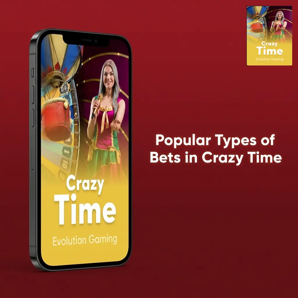 Crazy Time betting panel showing nine bet options including 1x, 2x, 5x, 10x, bonus rounds with 10 INR minimum