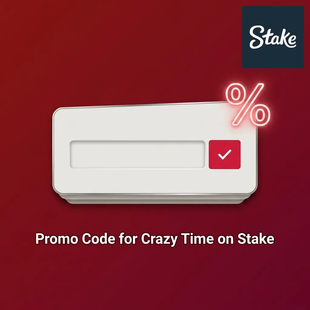 Stake promo code STAKEWIN entry field for Crazy Time bonus during registration or account settings promotions tab