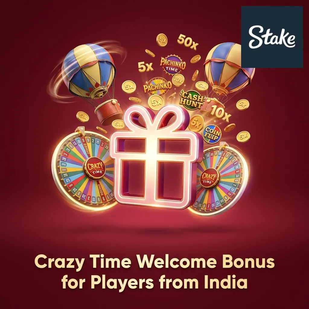 Stake Casino 200% welcome bonus up to 2000 USD for Indian players to use on Crazy Time live game show