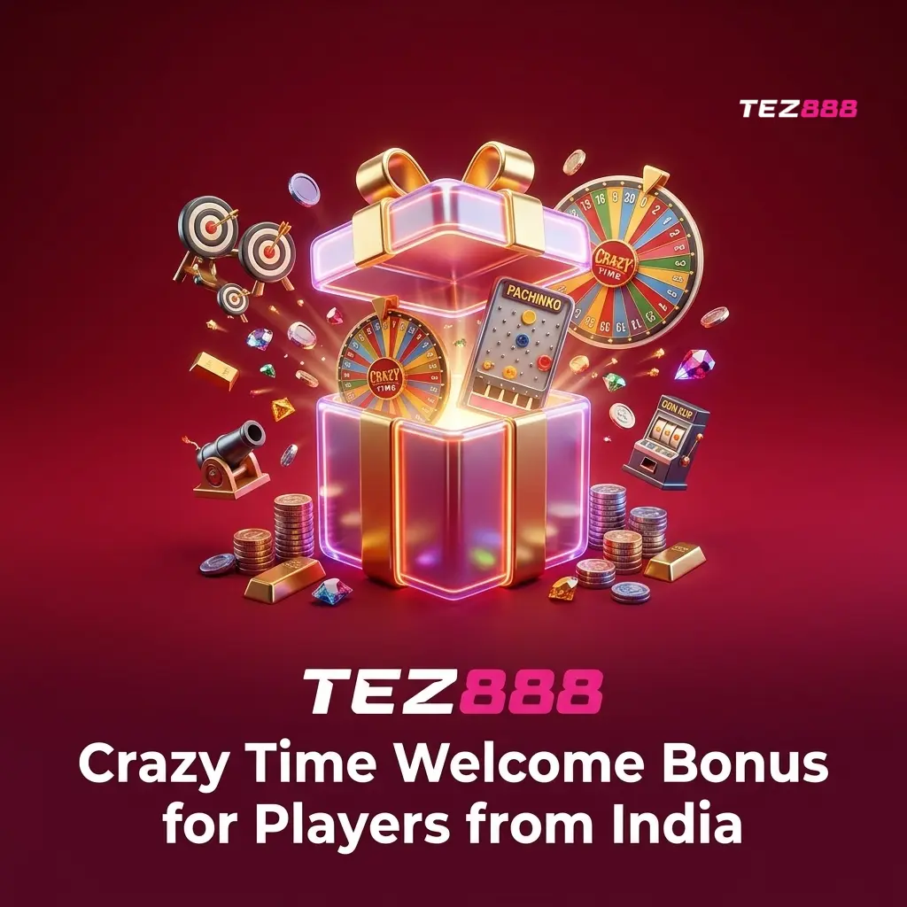 Tez888 Crazy Time welcome bonus up to ₹75,000 for Indian players with 100% match on first deposit