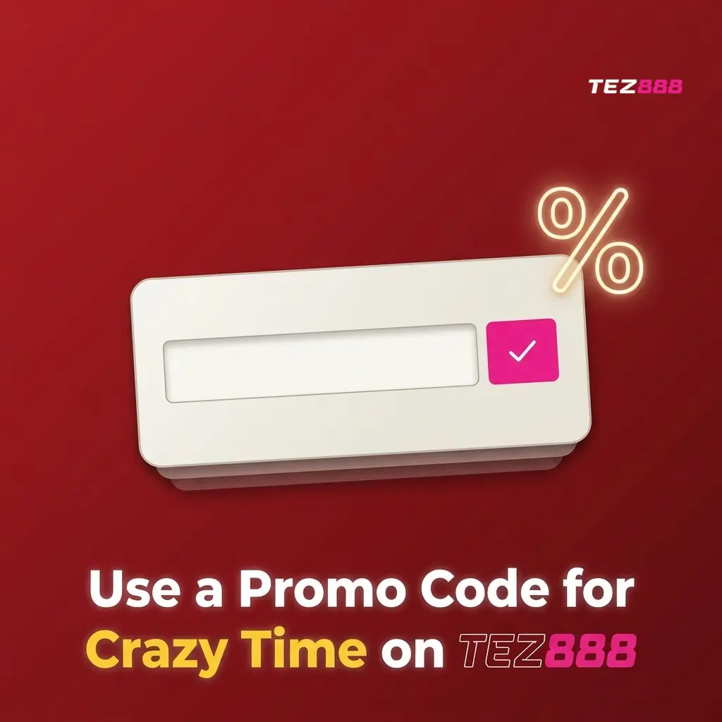 Player entering Crazy Time promo code on Tez888 registration page to activate bonus reward instantly
