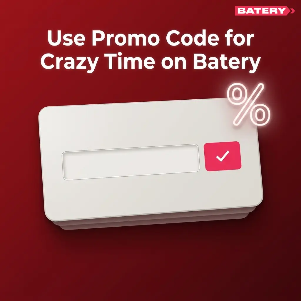 Batery casino promo code CRAZY500 entry field for Crazy Time welcome bonus activation