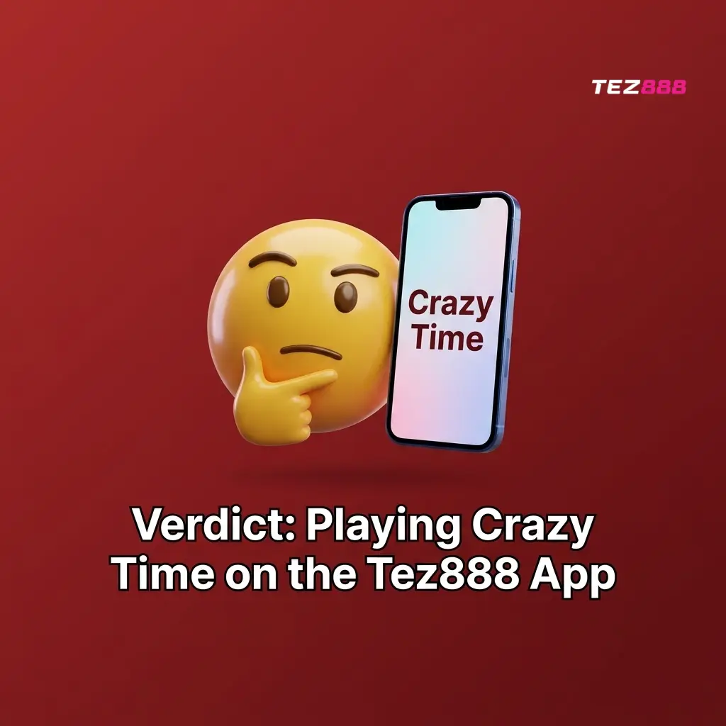 Tez888 app showing Crazy Time live casino game with UPI payment support and welcome bonus for Indian players